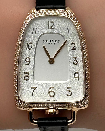 Hermès Galop D'Hermès Quartz 26x36MM Silver Dial Leather Strap (GA1.271)