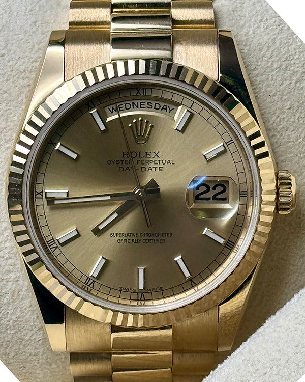 2005 (D Serial) Rolex Day-Date 36MM Champagne Dial Yellow Gold President Bracelet (118238)