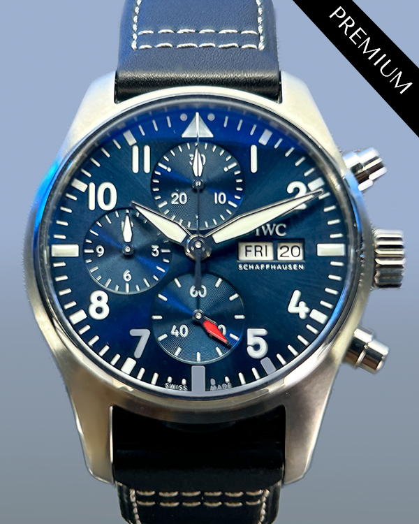 IWC Schaffhausen Pilot Chronograph 41MM Blue Dial Leather Strap (IW388101)