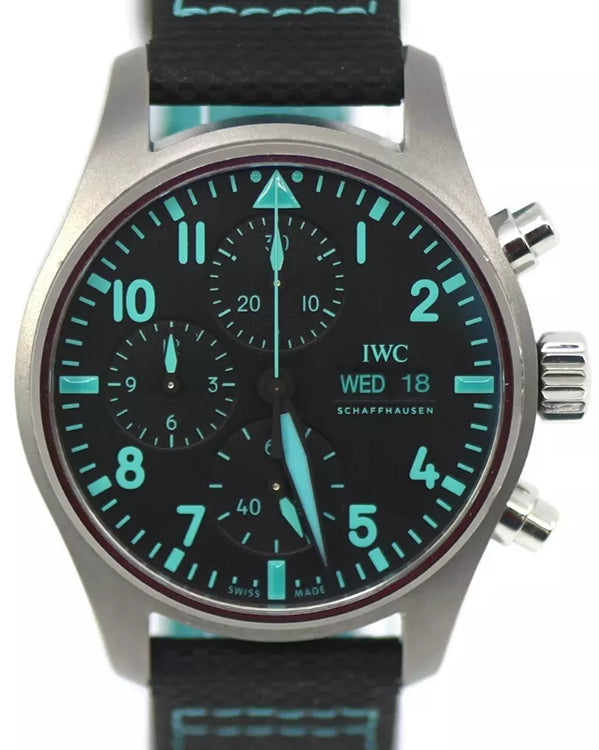 2023 IWC Schaffhausen Pilot Chronograph "Mercedes AMG Petronas F1 Team" 41MM Black Dial Leather Strap (IW388108)