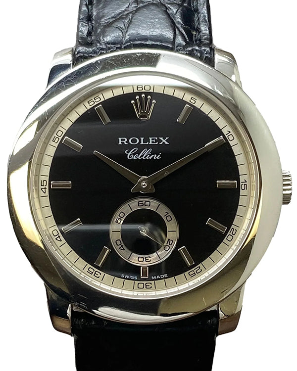 Rolex Cellini 38MM Black Dial Leather Strap (5241)