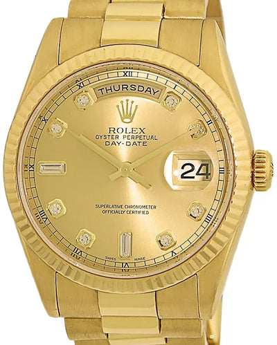 (D Serial) Rolex Day-Date 36MM Champagne Dial Yellow Gold President Bracelet (118238)