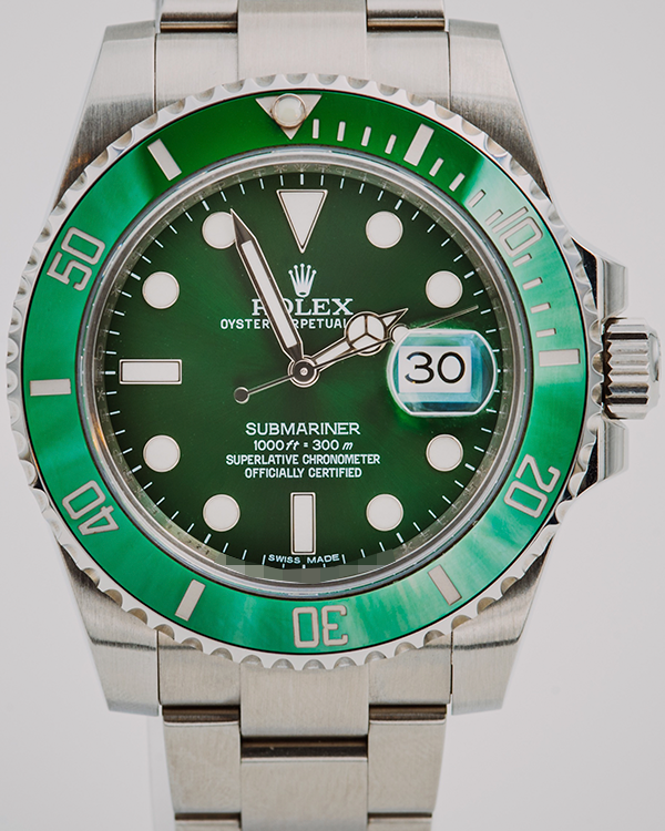 No Reserve - 2014 Rolex Submariner Date "Hulk" 40MM Green Dial Oyster Bracelet (116610LV)