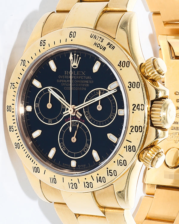 Rolex Cosmograph Daytona 40MM Black Dial Yellow Gold Bracelet (116528)