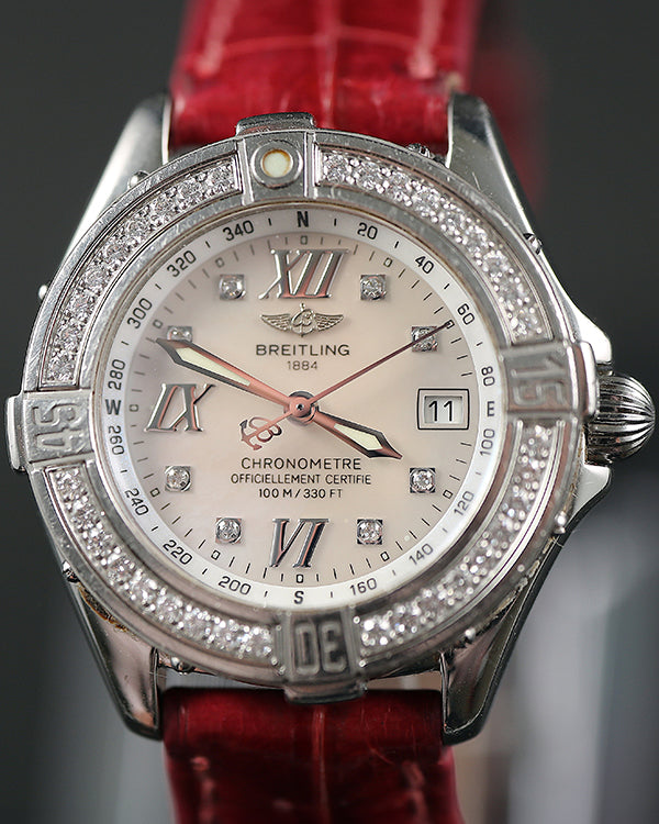 Breitling Cockpit B Class 31MM Quartz Mother of Pearl Dial Aftermarket Leather Strap (A67365)