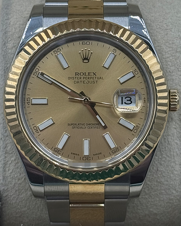 2012 Rolex Datejust II 41MM Champagne Dial Two-Tone Bracelet (116333)