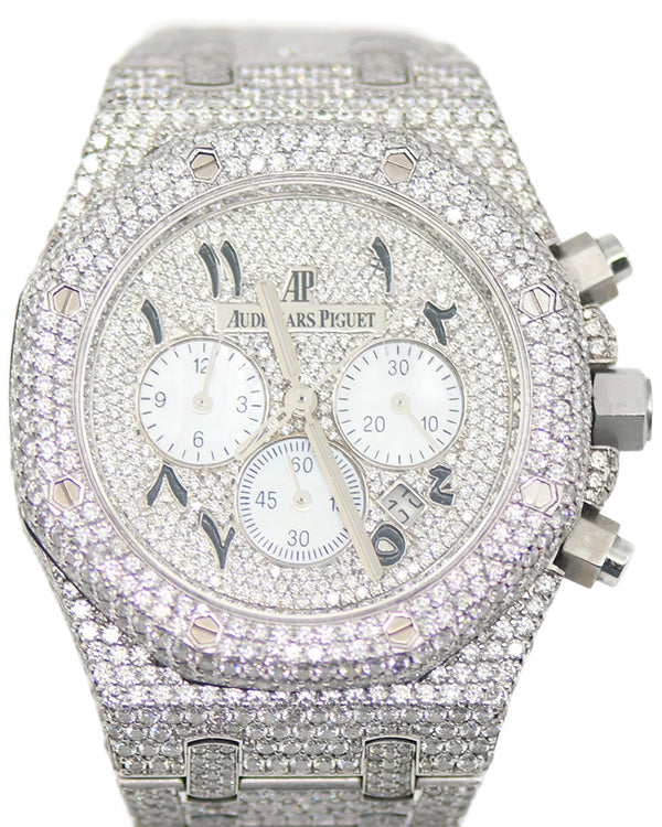 Audemars Piguet Royal Oak Chronograph 41MM Aftermarket Diamond Pave Dial Steel Bracelet (26331ST.OO.1220ST.02)