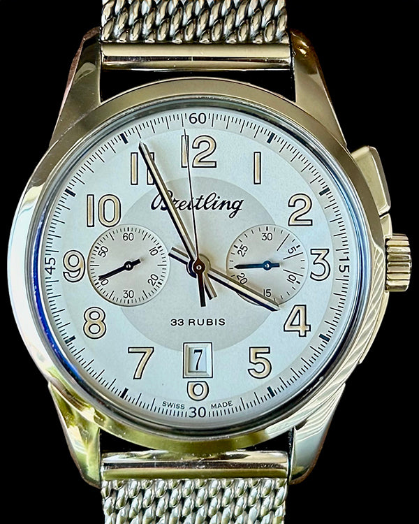 Breitling 	Transocean Chronograph 1915 43MM L.E. Silver Dial Steel Bracelet (AB141112/G799)