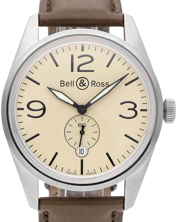 Bell & Ross BRV-123 41MM Beige Dial Leather Strap (BRV123-BEI-ST/SCA)