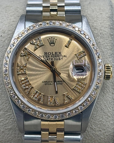 Rolex Datejust 36MM Aftermarket Champagne Dial Aftermarket Two-Tone Jubilee Bracelet (1601)