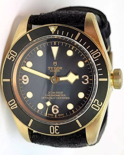 Tudor Black Bay 43MM Black Dial Leather Strap (M79250BA)