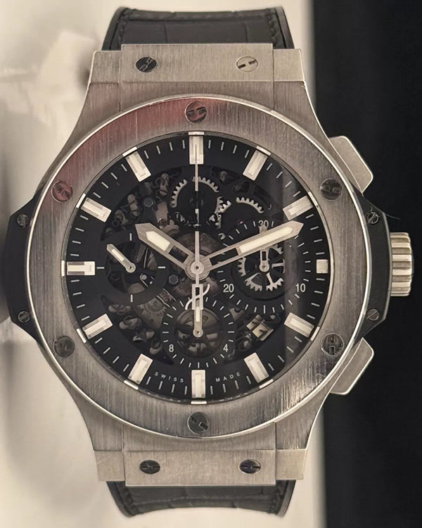 2015 Hublot Big Bang Aero Bang 44MM Skeleton Dial Leather/Rubber Strap (311.SX.1170.GR)