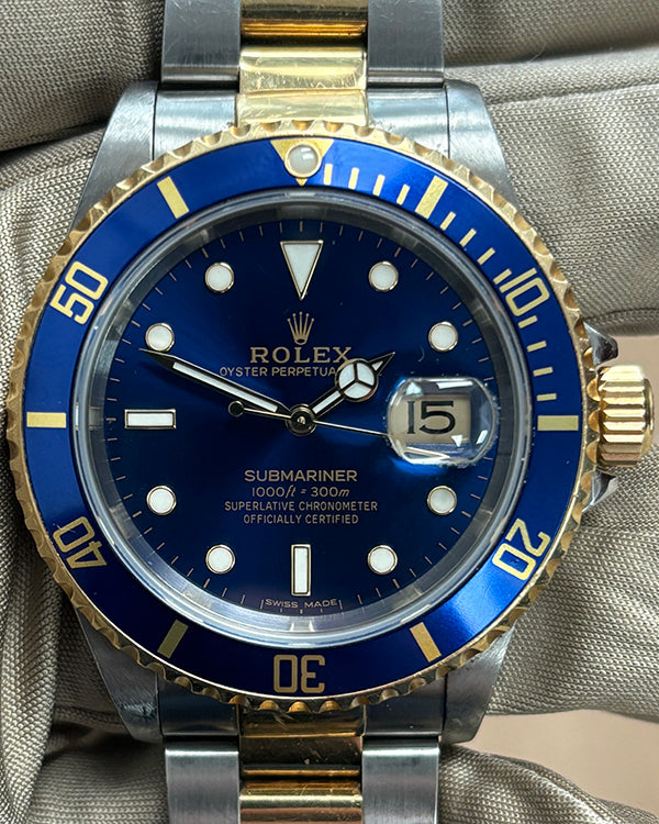 1991 Rolex Submariner Date "Bluesy" 40MM Blue Patina Dial Two-Tone Oyster Bracelet (16613)