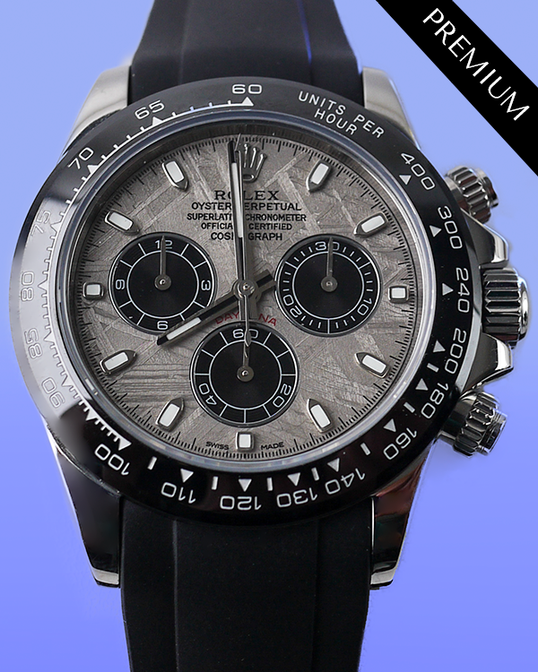 Rolex Cosmograph Daytona 40MM Aftermarket Grey Meteorite Dial Aftermarket Rubber Strap (116520)