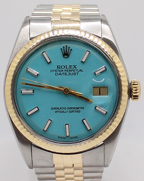 ROLEX 1601 DATEJUST 文字盤 ティファニーブルー ロレックス Rolex Datejust 36MM Aftermarket Tiffany Blue Dial Two-Tone Jubilee