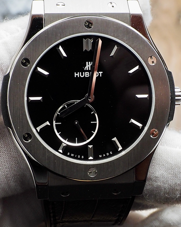 Hublot Classic Fusion Ultra-Thin 45MM Black Dial Leather/Rubber Strap (515.NX.1270.LR)