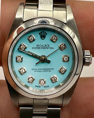 Rolex Oyster Perpetual 24MM Aftermarket Tiffany Blue Dial Oyster Bracelet (76080)