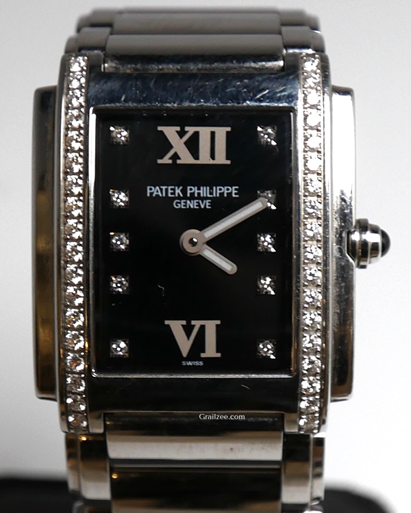 Patek Philippe Twenty-4 30x25MM Quartz Black Dial Steel Bracelet (4910/10A-001)