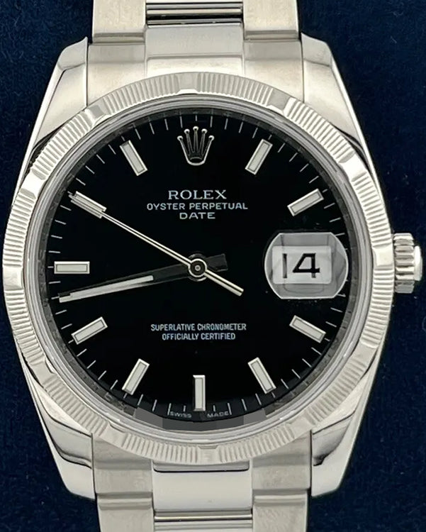 Rolex Oyster Perpetual 34MM Black Dial Steel Bracelet (115210)