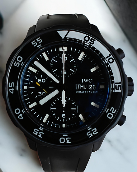 2009 IWC Schaffhausen Aquatimer Chronograph "Galapagos" S.E. 44MM Black Dial Rubber Strap (IW376705)