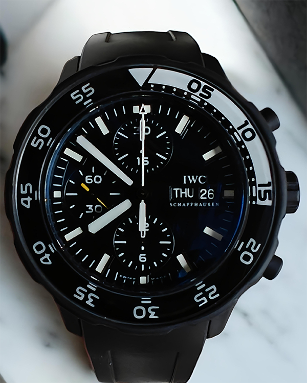 2009 IWC Schaffhausen Aquatimer Chronograph "Galapagos" S.E. 44MM Black Dial Rubber Strap (IW376705)
