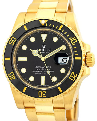 Rolex Submariner Date 40MM Black Dial Yellow Gold Bracelet (116618)