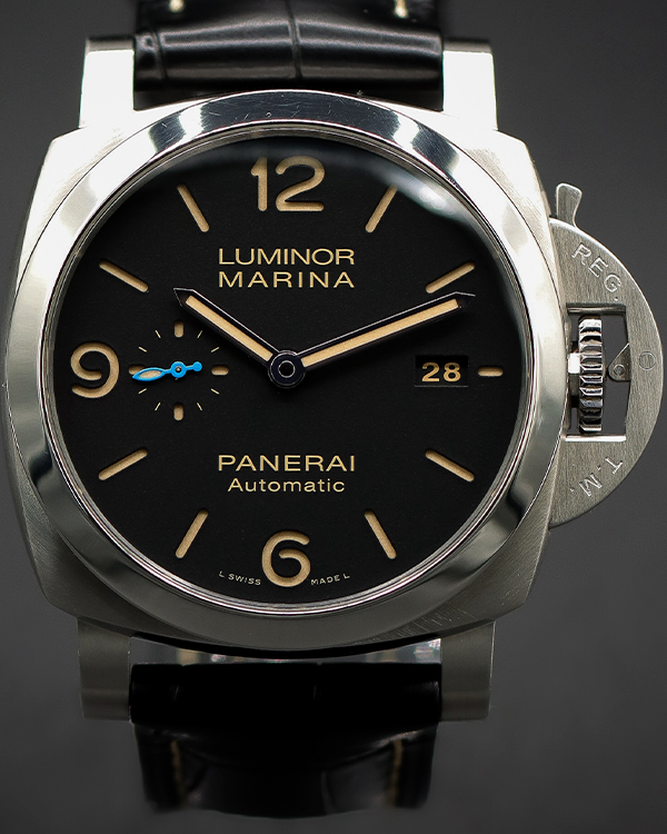 2018 Panerai Luminor Marina 1950 3 Days 44MM Black Dial Leather Strap (PAM01312)