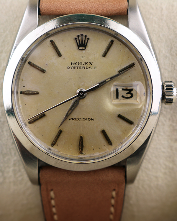 1960 Rolex Oyster Precision 34MM Silver Dial Leather Strap (6694)