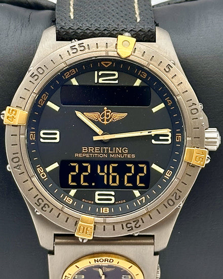 Breitling Aerospace 40MM Quartz Black Dial Leather Strap (F65062)