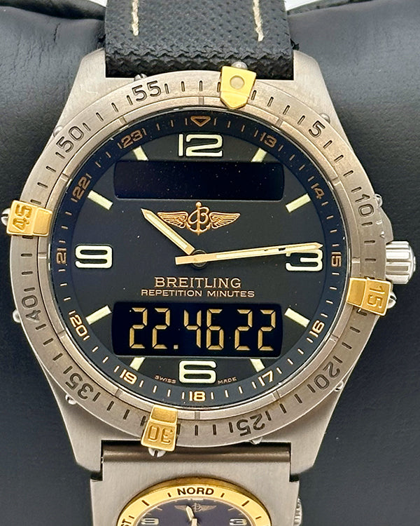 Breitling Aerospace 40MM Quartz Black Dial Leather Strap (F65062)