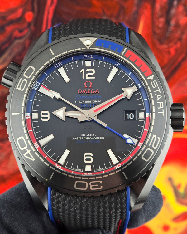 2023 Omega Seamaster Planet Ocean "ETNZ Deep Black" 45.5MM Black Dial Textile/Rubber Strap (215.92.46.22.01.004)