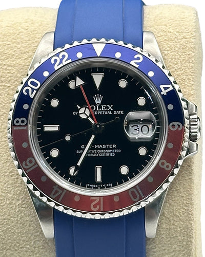 Rolex GMT-Master "Pepsi" 40MM Black Dial Aftermarket Rubber Strap (16700)