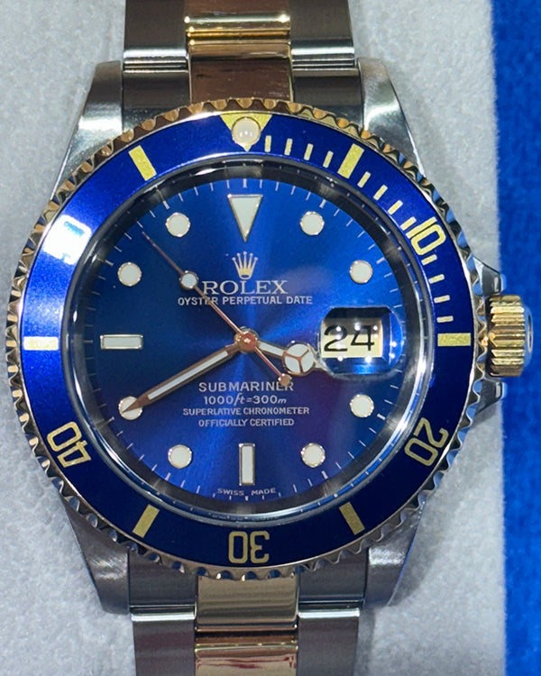 2001 (P Serial) Rolex Submariner Date "Bluesy" 40MM Blue Dial Two-Tone Oyster Bracelet (16613)