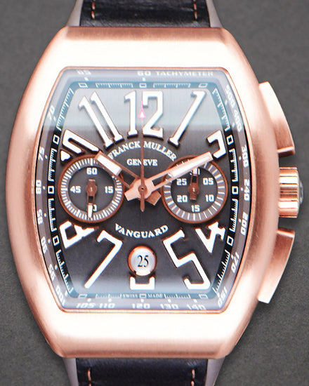 2018 Franck Muller Vanguard Chronograph 44MM Black Dial Leather Strap (V45 CC DT)