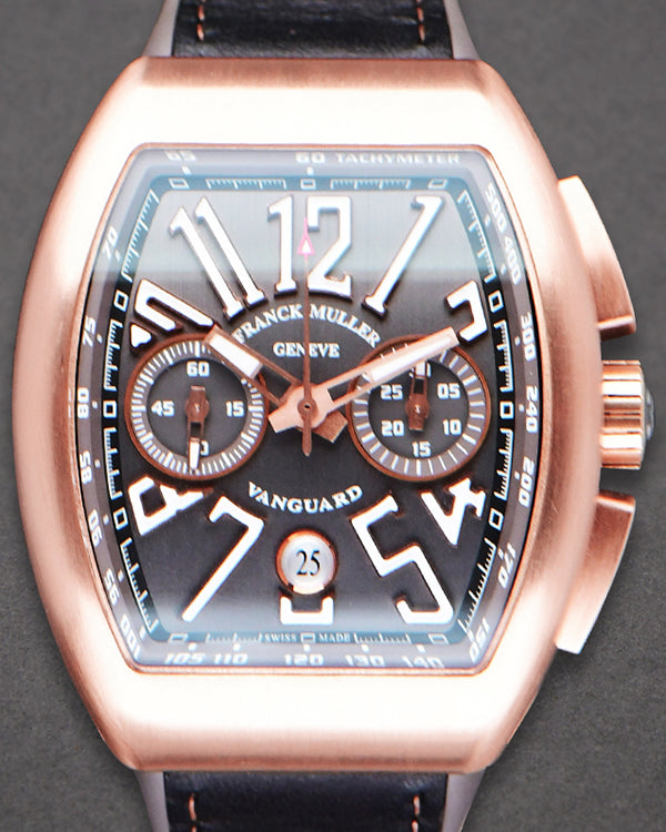 2018 Franck Muller Vanguard Chronograph 44MM Black Dial Leather Strap (V45 CC DT)