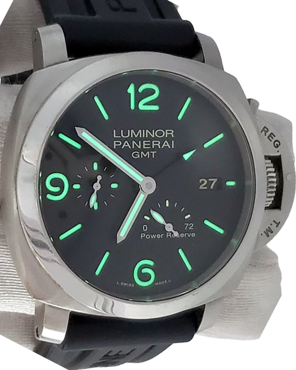 Panerai Luminor 1950 3 Days GMT 44MM Black Dial Rubber Strap (PAM00321)