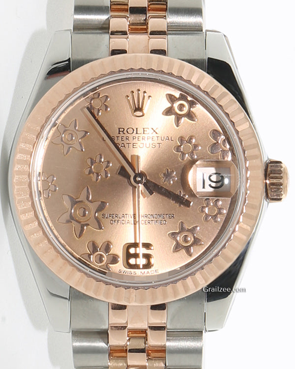 2015 Rolex Datejust 31MM Pink "Floral" Motif Dial Two-Tone Jubilee Bracelet (178271)