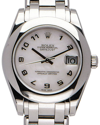 Rolex Lady-Datejust Pearlmaster 34mm White Mother of Pearl Dial White Gold Bracelet (81209)