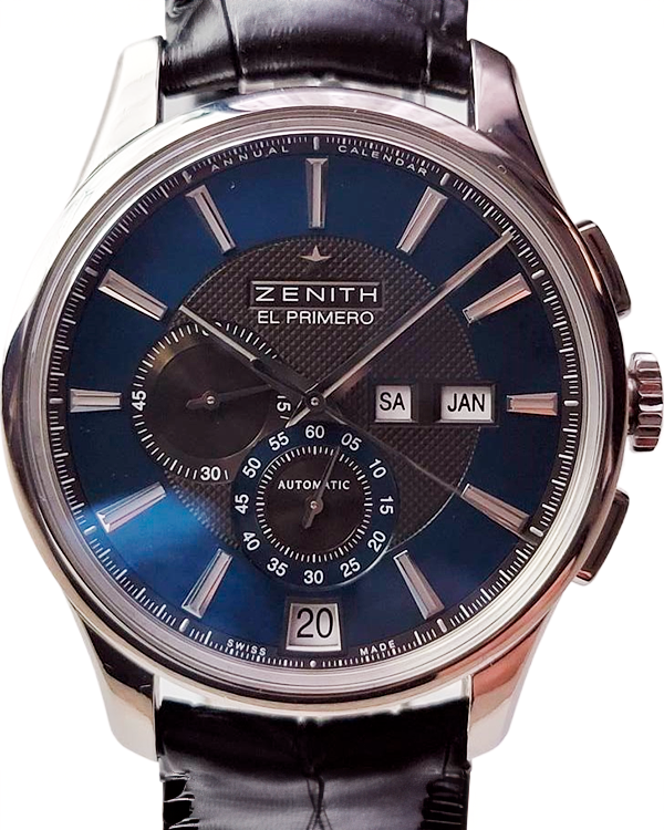 No Reserve - Zenith El Primero Captain Winsor 42MM Blue And Black Dial Leather Strap (03.2070.4054/22.C708)