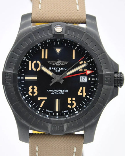 2024 Breitling Avenger GMT "Night Mission" 45MM Black Dial Leather Strap (V32395101B1X1)