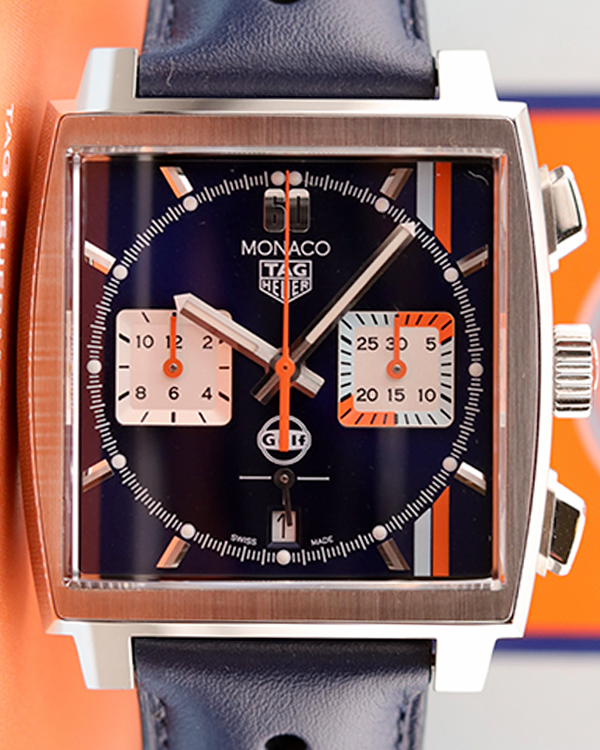 2022 TAG Heuer Monaco Gulf 39MM Blue Dial Leather Strap (CBL2115.FC6494)