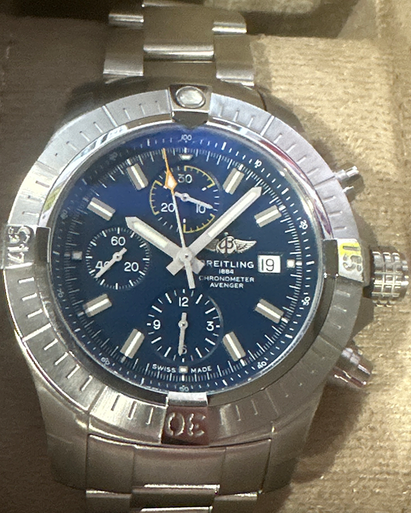 2022 Breitling Avenger Chronograph 45MM Blue Dial Steel Bracelet (A13317)