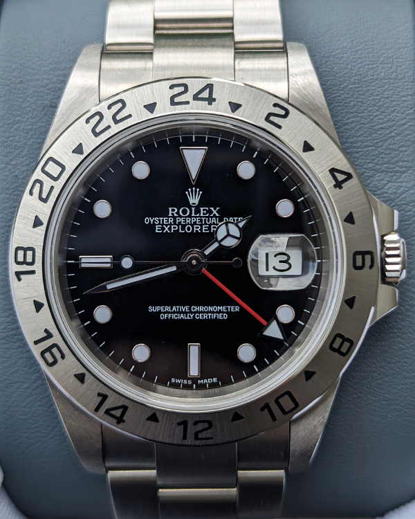 2001 (K Serial) Rolex Explorer II 40MM Black Dial Steel Bracelet (16570)