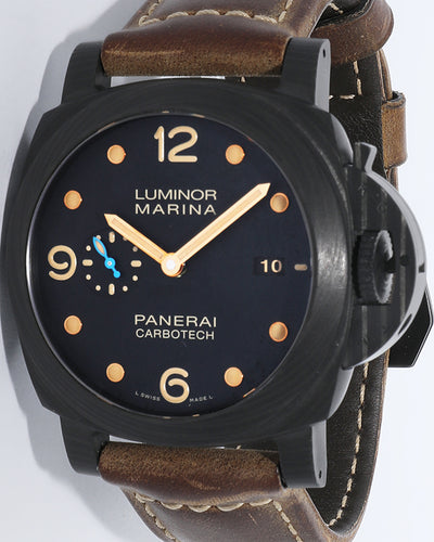 2018 Panerai Luminor Marina 1950 3 Days 44MM Black Dial Leather Strap (PAM00661)