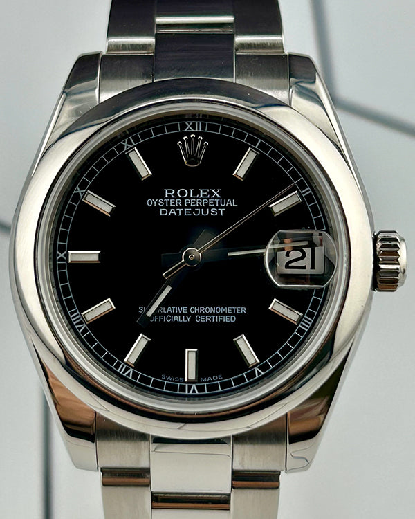 2009 Rolex Datejust 31MM Black Dial Oyster Bracelet (178240)