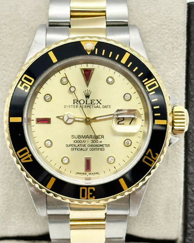 1990 (E Serial) Rolex Submariner 40MM Aftermarket Champagne Dial Two-Tone Oyster Bracelet (16613)