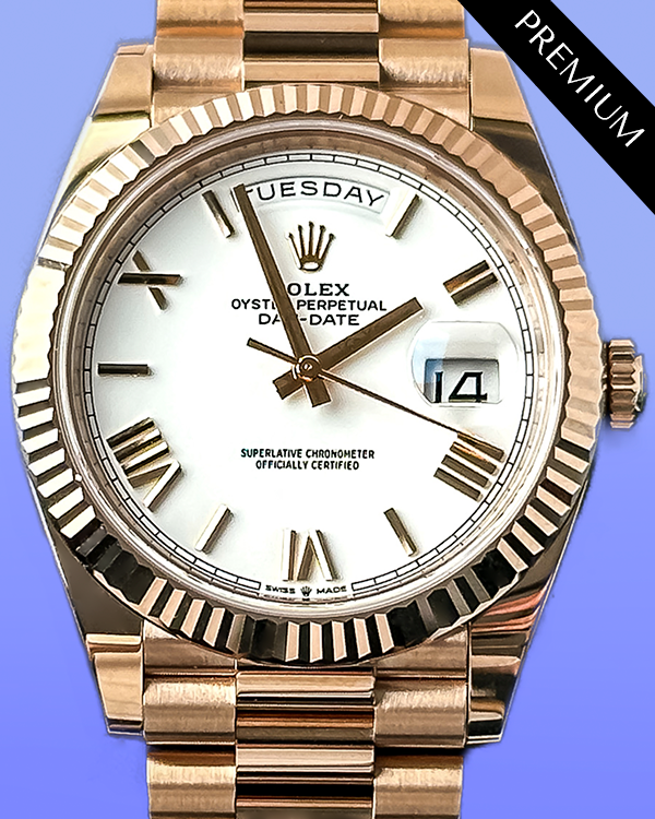 2023 Rolex Day-Date 40MM White Dial Rose Gold President Bracelet (228235)