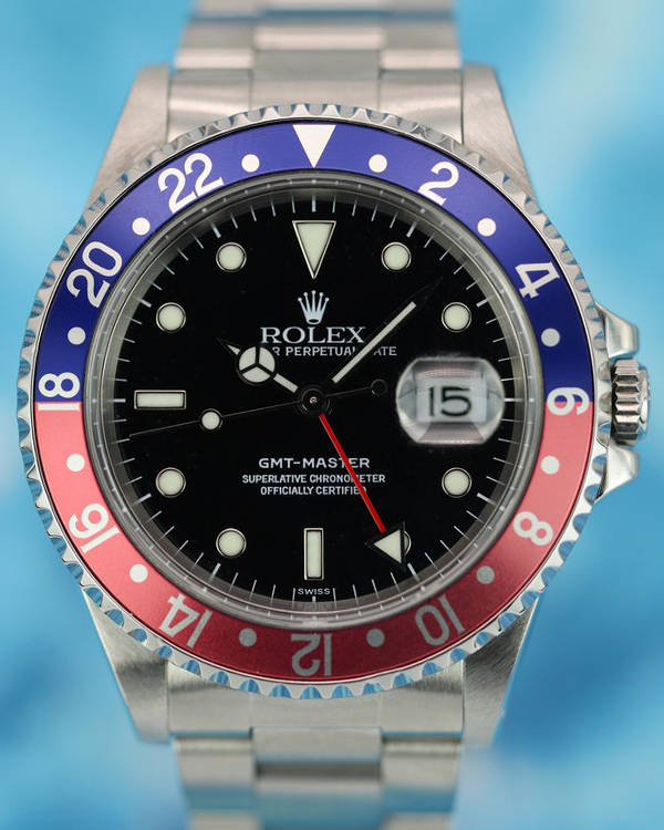 1999 (A Serial) Rolex GMT-Master "Pepsi" Vintage 40MM Black Dial Oyster Bracelet (16700)