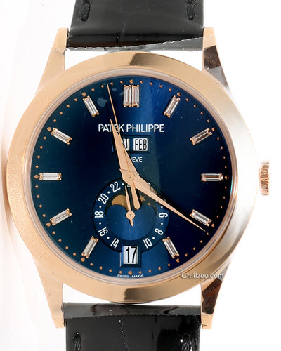 Patek Philippe Annual Calendar 38.5MM Blue Dial Leather Strap (5396R-015)