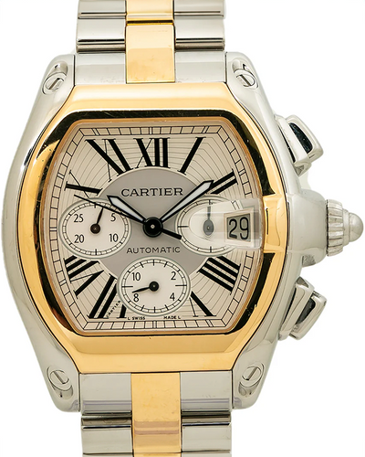 Cartier Roadster XL Chronograph 43MM Silver Dial Two-Tone Bracelet (W62027Z1)